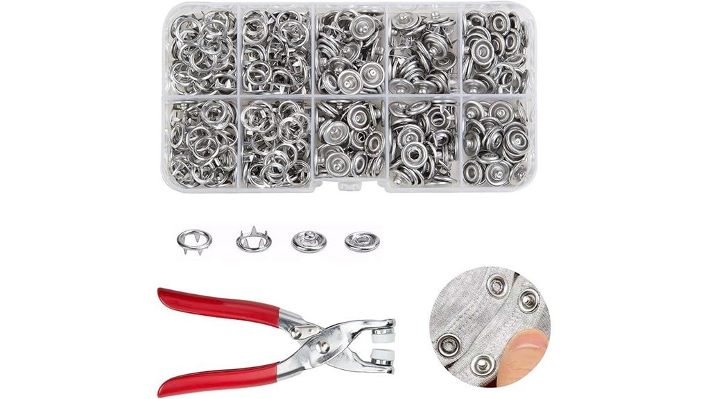 100 piece metal snap fasteners
