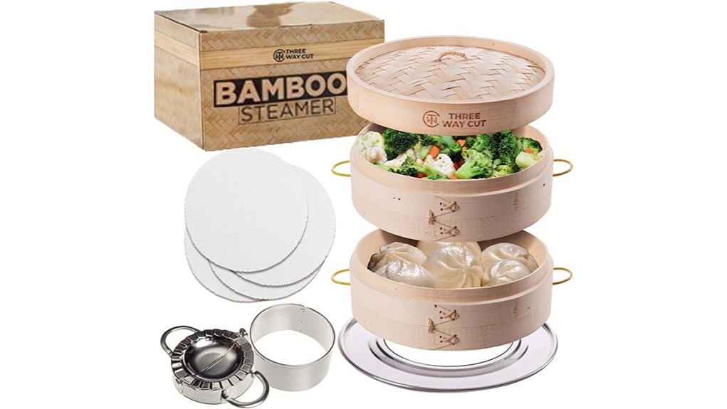 10 inch bamboo steamer set