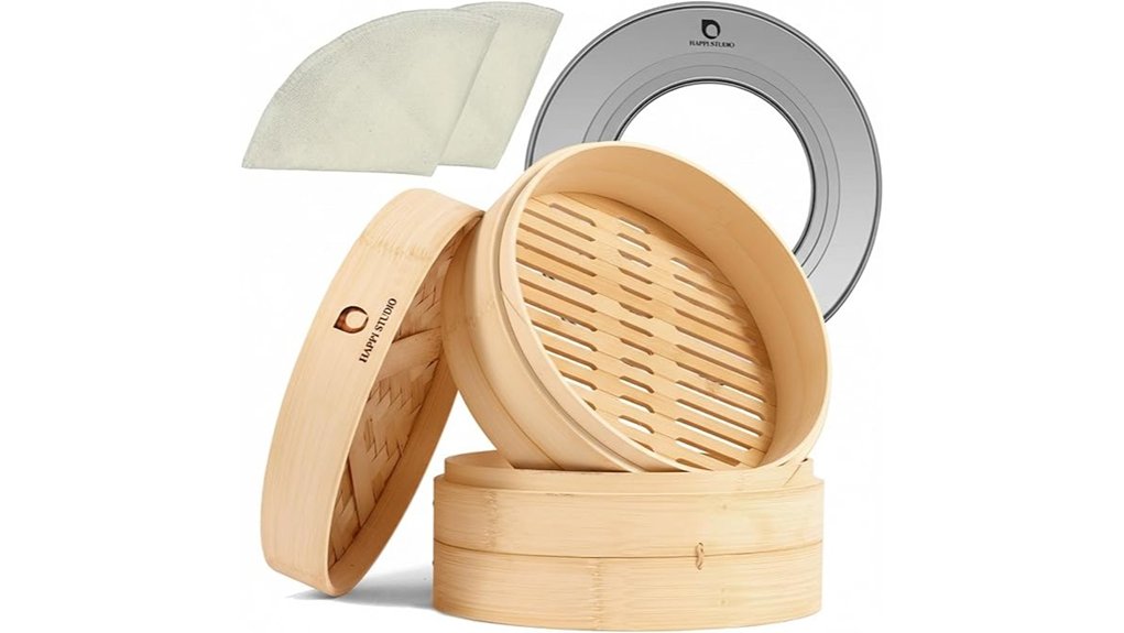 10 inch bamboo steamer with stainless ring