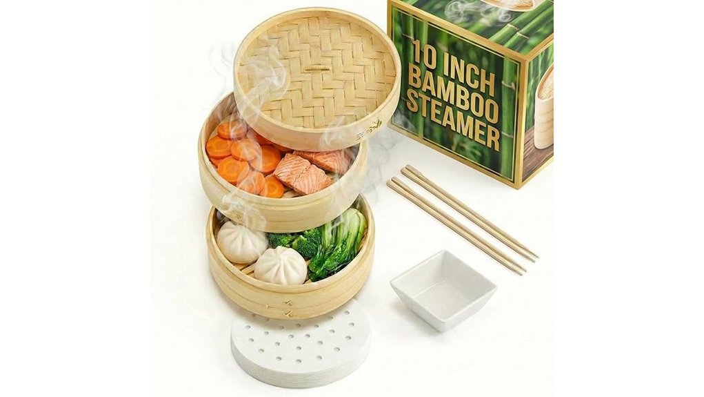 10 inch two tier bamboo steamer