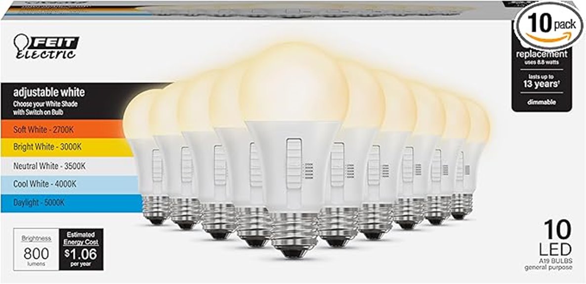 10 pack dimmable selectable color