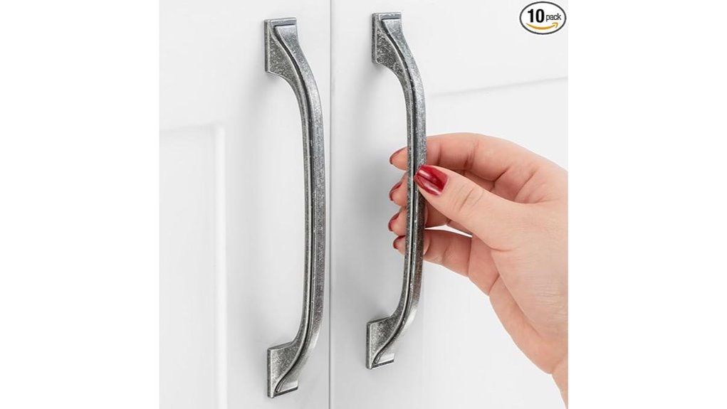 10 pack five inch antique silver iron cabinet pulls