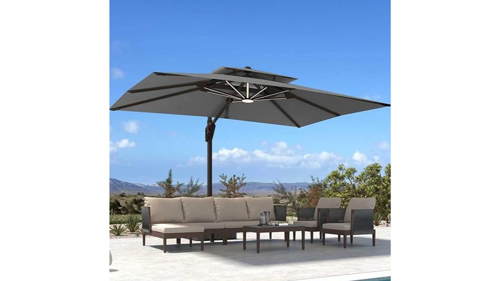 10x13 grey led cantilever umbrella
