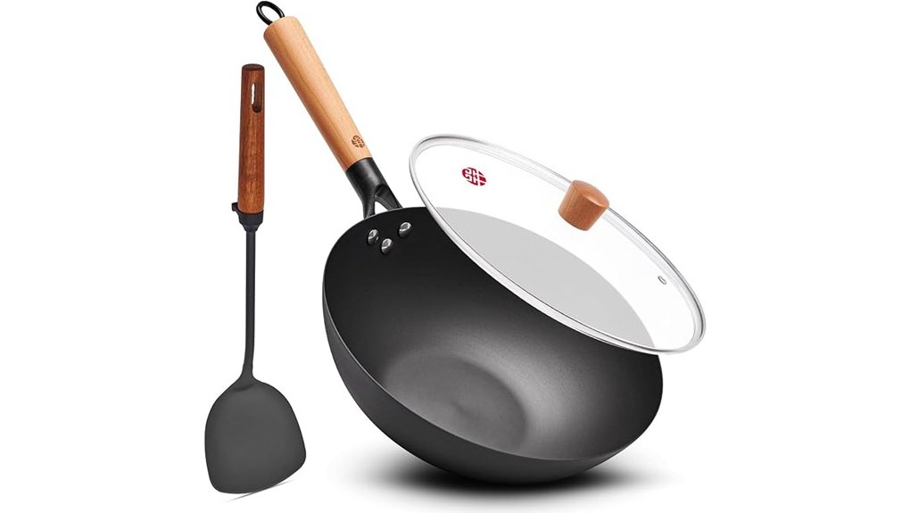 11 8 inch hand hammered carbon steel wok