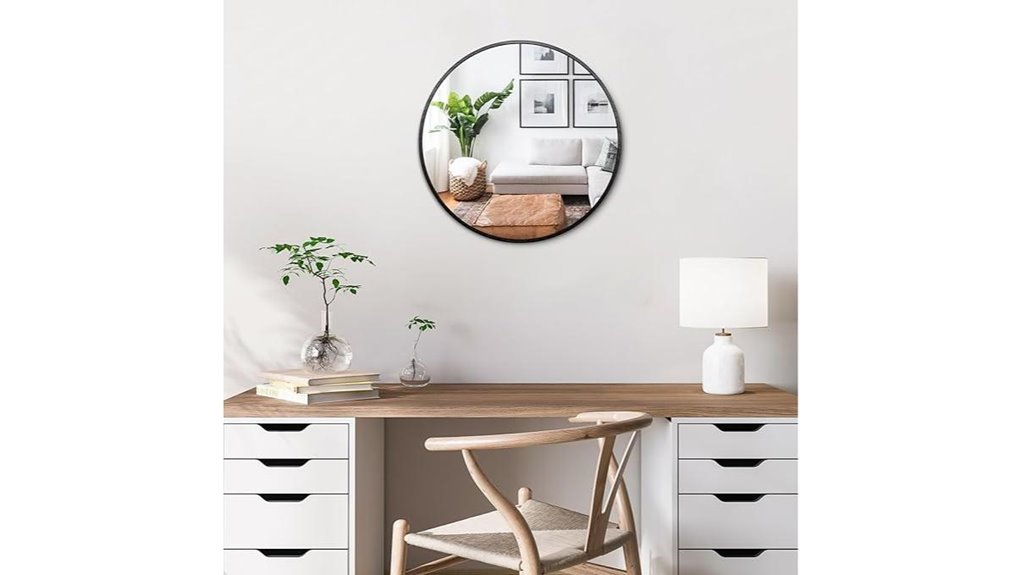 12 inch round brushed black mirror