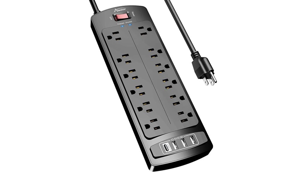 12 outlet surge protector with usb