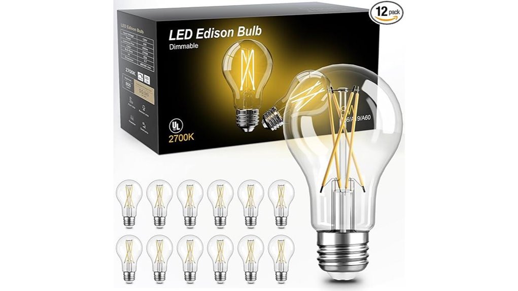 12 pack dimmable vintage edison a19