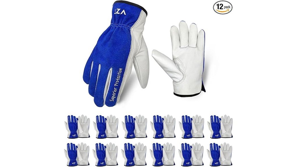 12 pairs large cowhide leather gloves