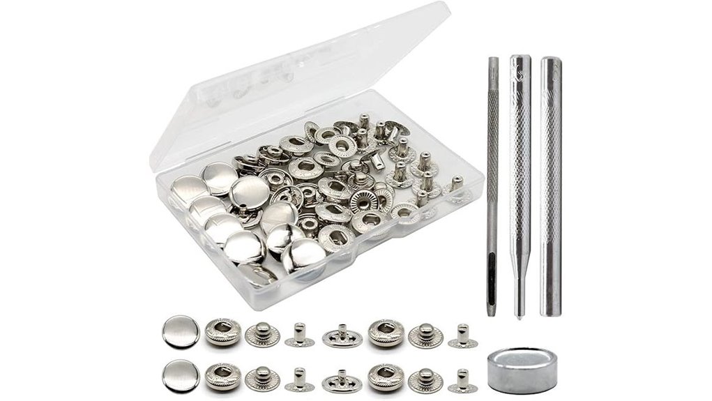 12 piece black leather snaps