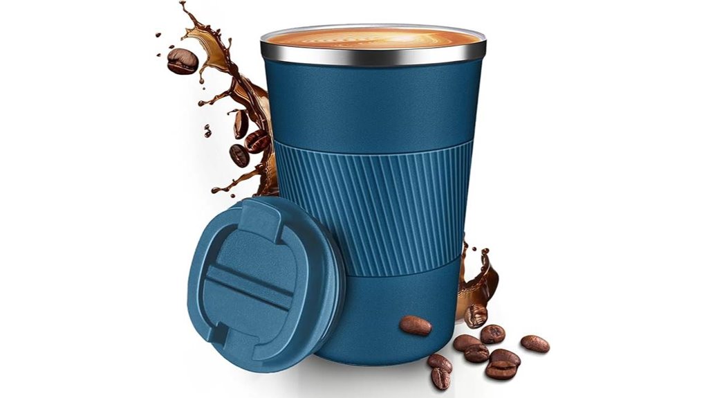 12oz blue insulated travel mug