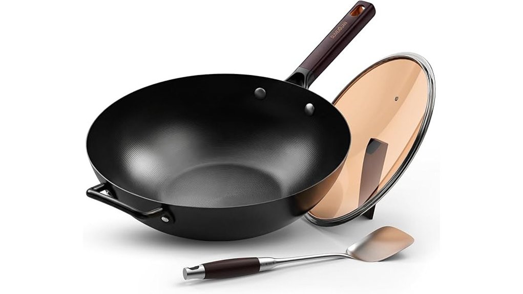 13 5 inch pre seasoned carbon steel wok