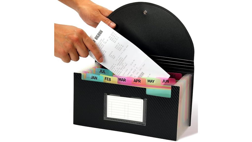 13 pocket black expanding accordion folder