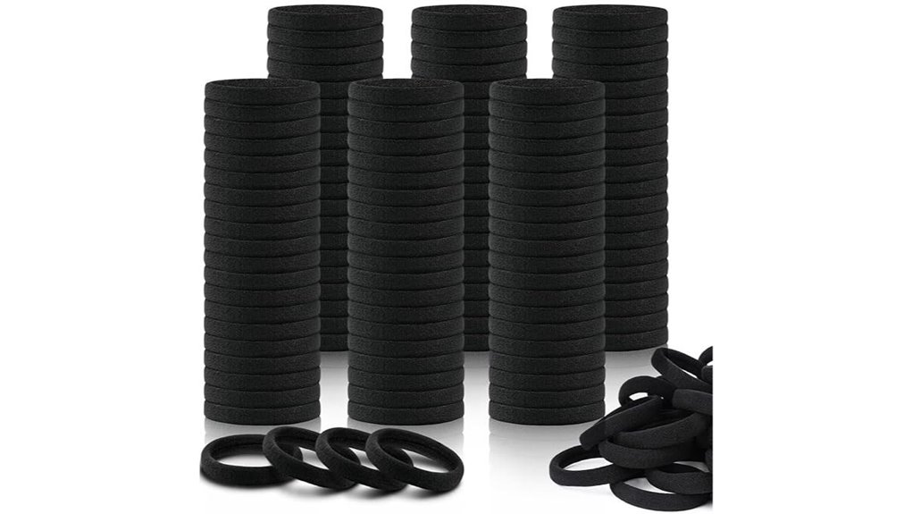 150 pack black cotton hair ties