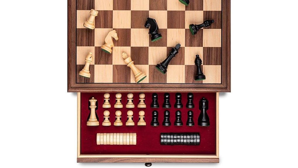 15 inch walnut chess set
