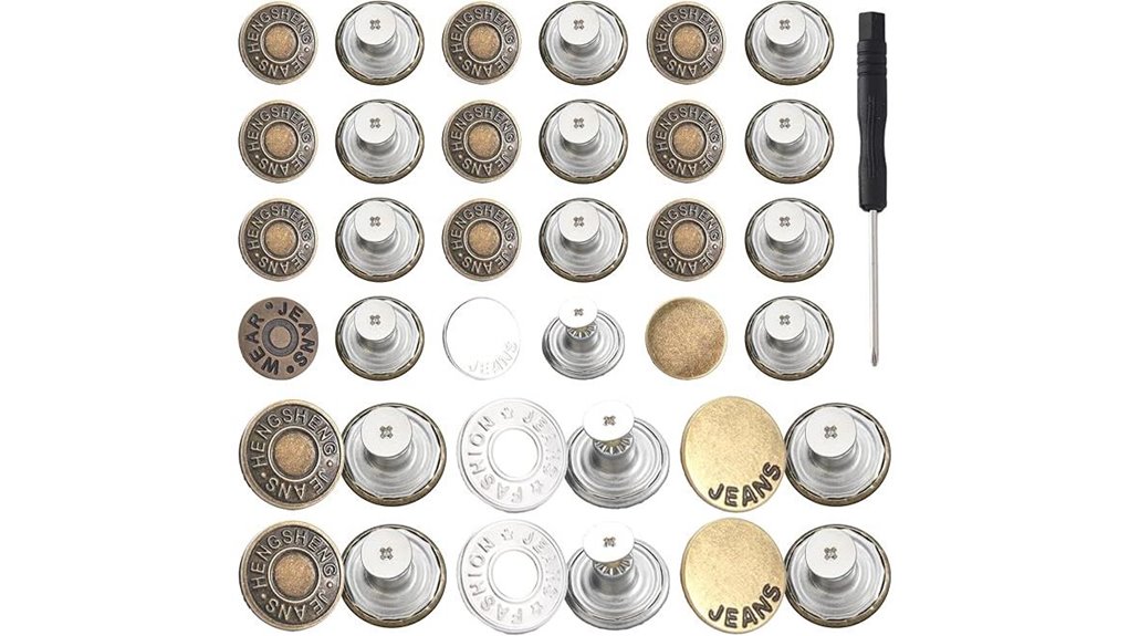 15 piece metal jean buttons
