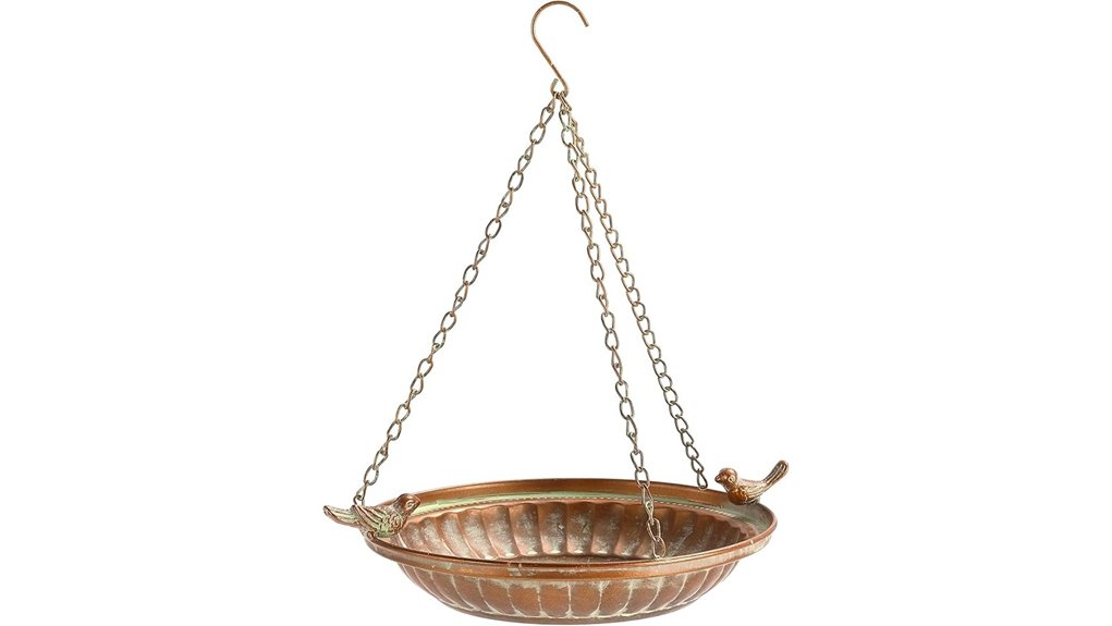 16 inch copper hanging birdbath basin