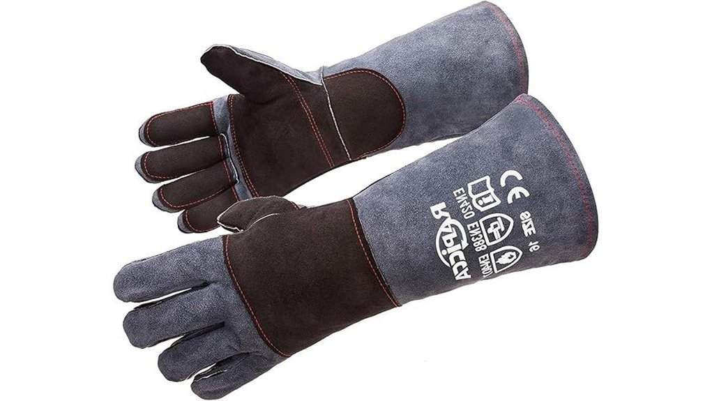 16 inch fireproof dark grey leather gloves