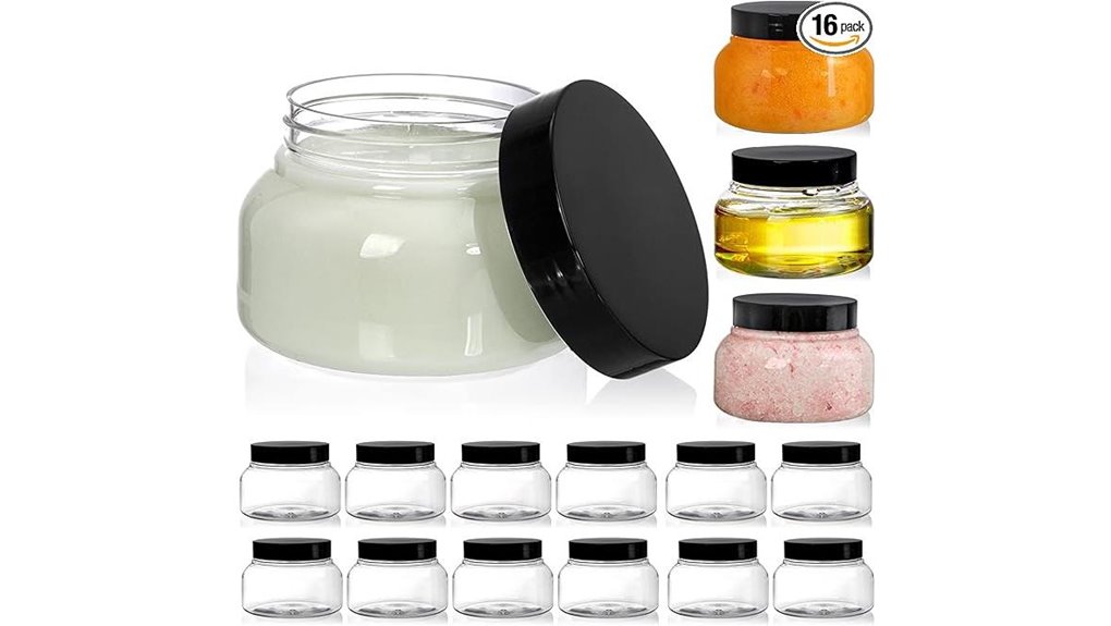 16 pack clear 8oz sample jars