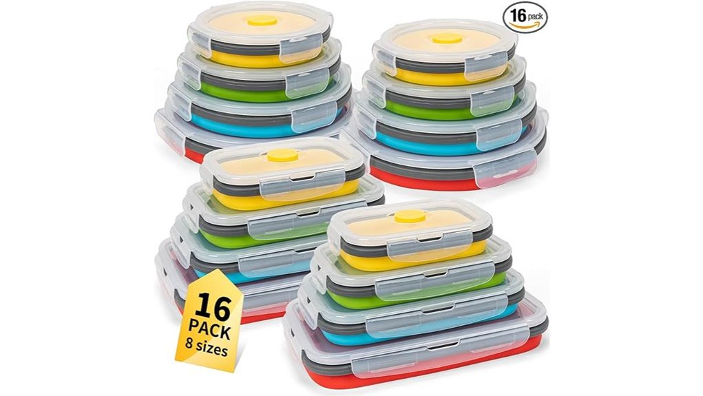 16 piece collapsible silicone containers