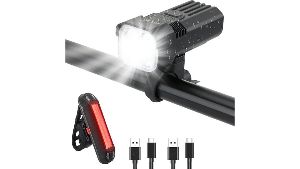 2000lm usb c rechargeable bike lights