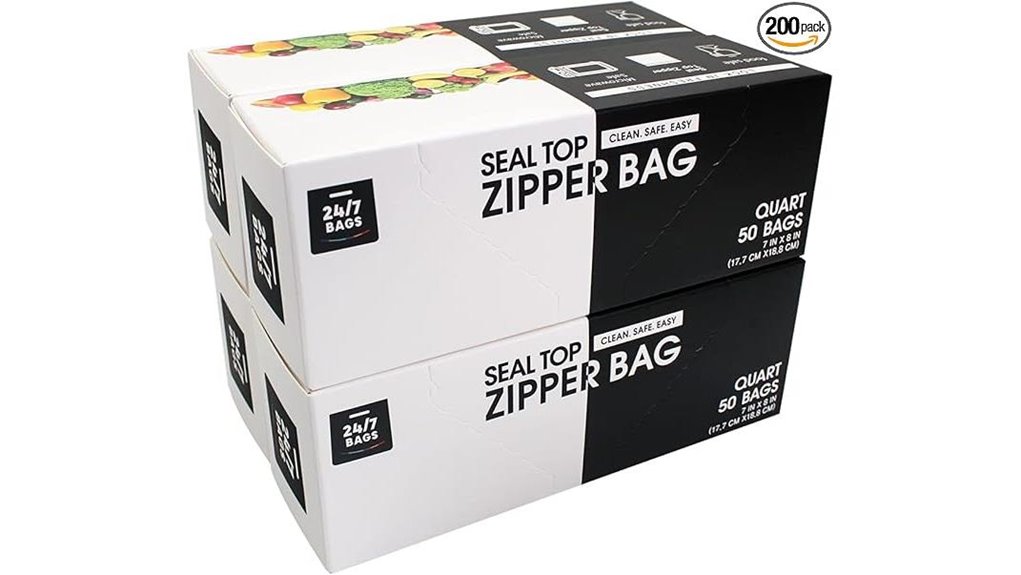 200 count quart zip bags