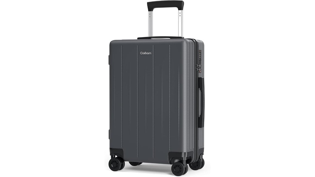 20 inch grey hard shell spinner carry on