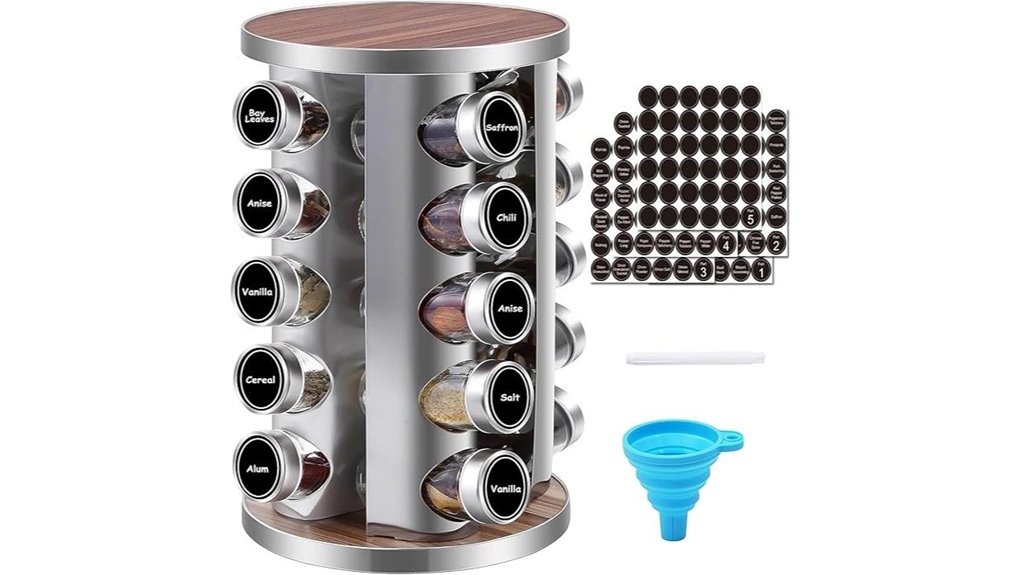 20 jar rotating stainless spice rack