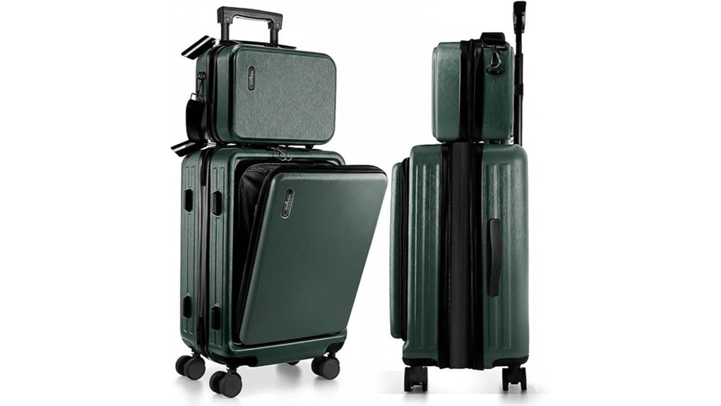 22 inch emerald green hard shell carry on