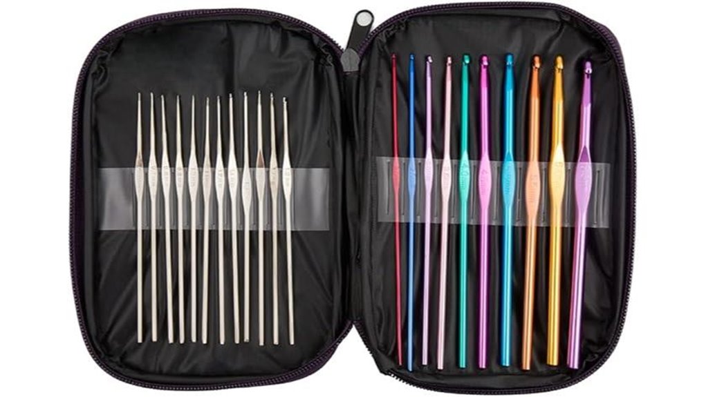 22 piece aluminum handled crochet hooks
