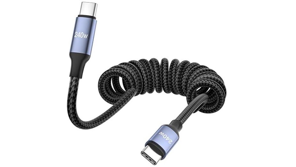 240w braided coiled usb c