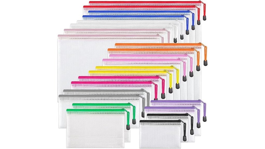 24 colorful mesh zipper pouches