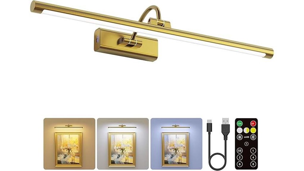 24 inch brass wireless picture light