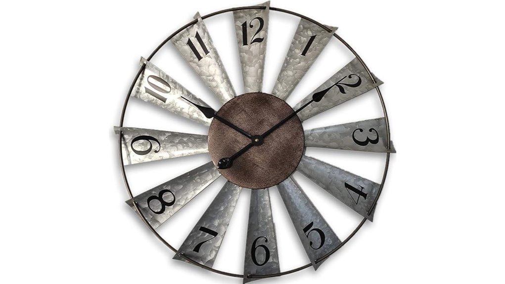 24 inch distressed metal windmill clock