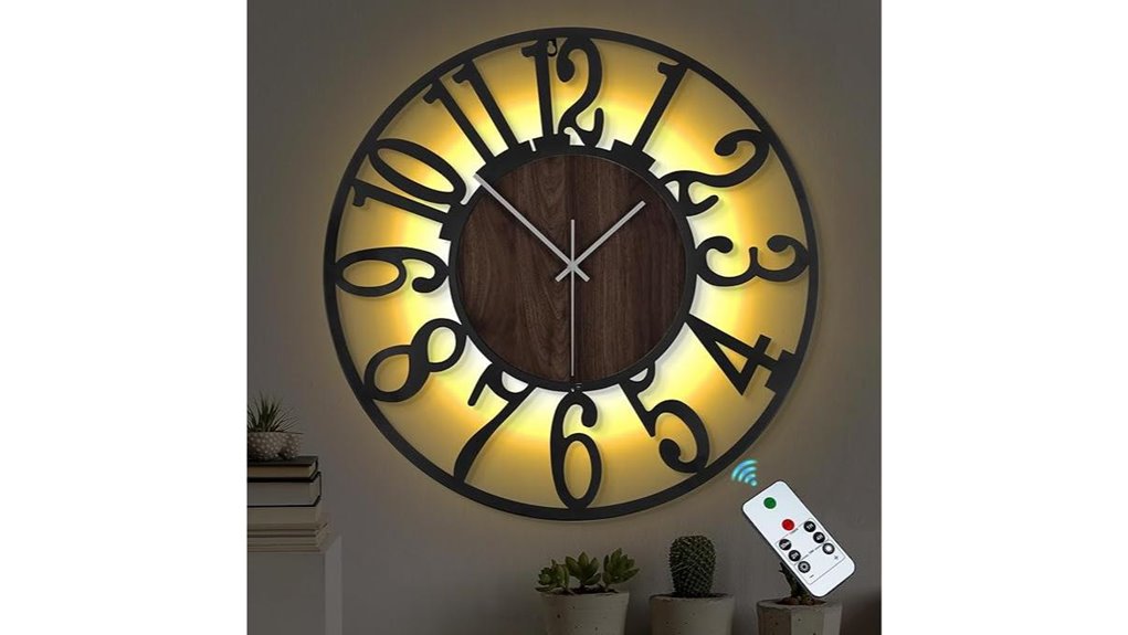 24 inch lighted rustic wall clock