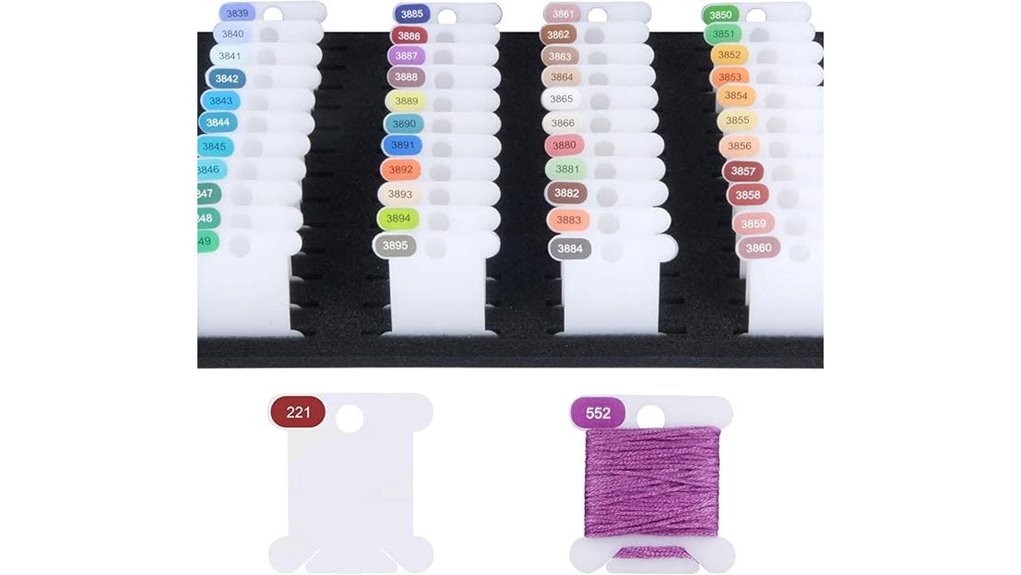 250 labeled plastic floss bobbins