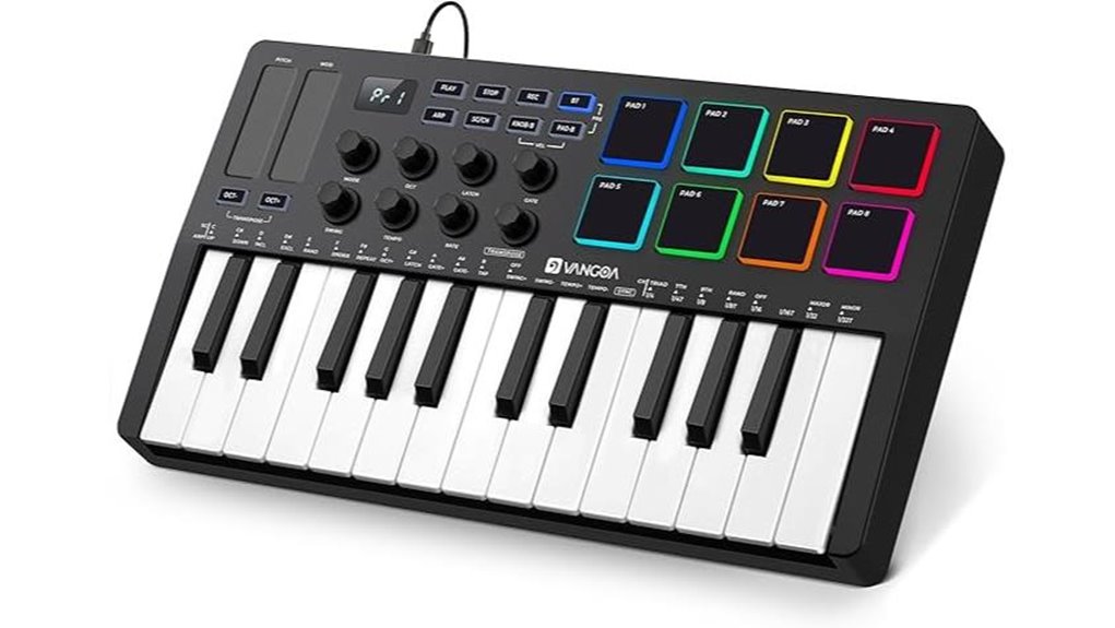 25 key midi controller with pads