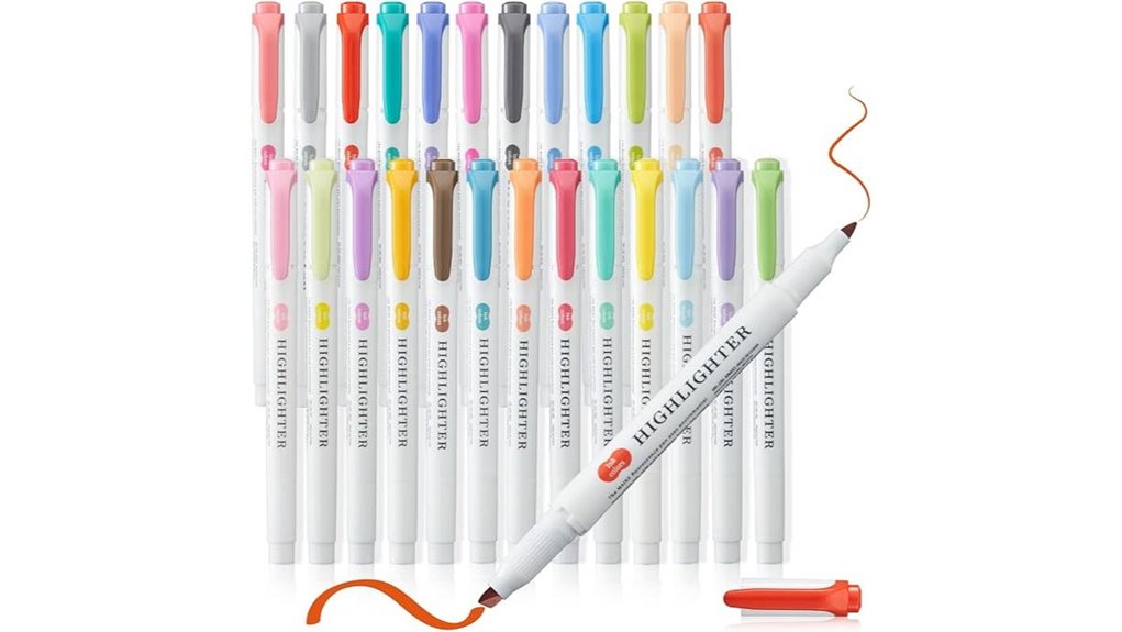 25 pastel dual tip highlighters