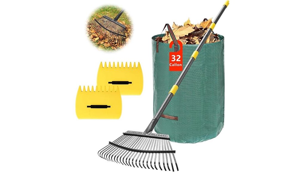 25 tine metal leaf rake