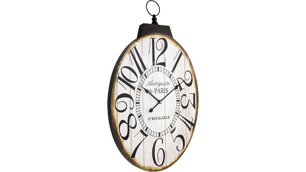 29 inch oval french vintage farmhouse silent wallclock
