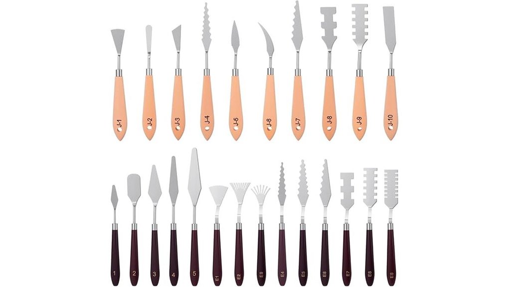 29 piece stainless steel palette knives