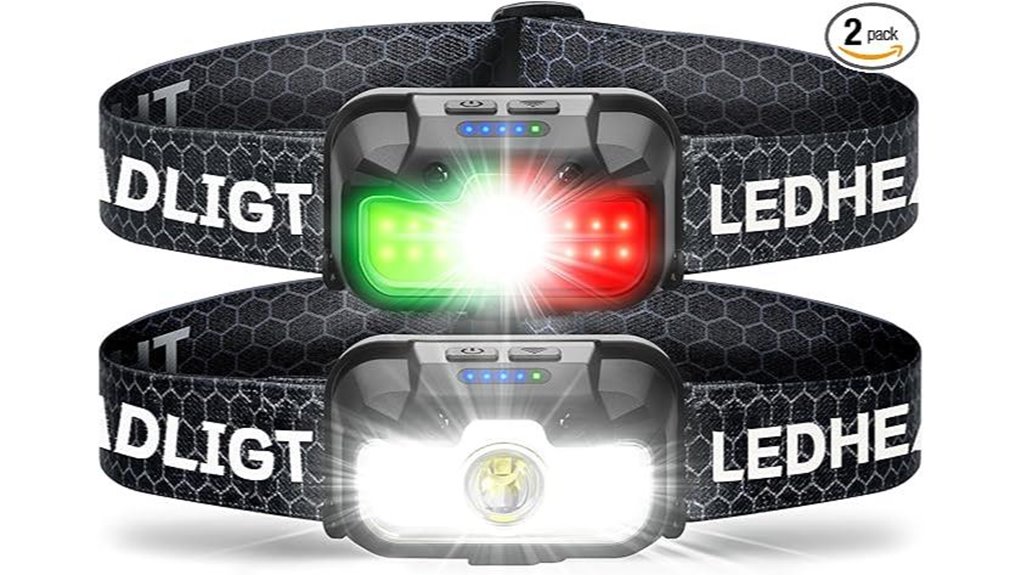 2 pack 1300 lumen waterproof headlamps