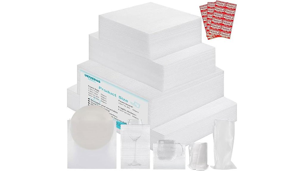 320 piece fragile foam pouches