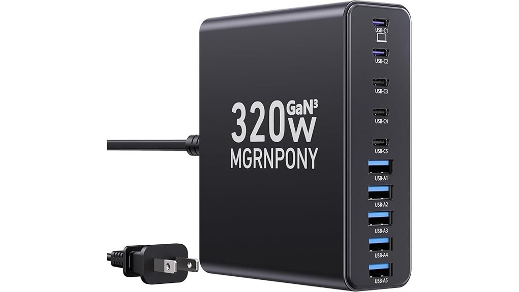 320w 10 port gan charging
