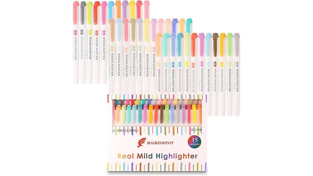 35 piece pastel dual tip highlighters