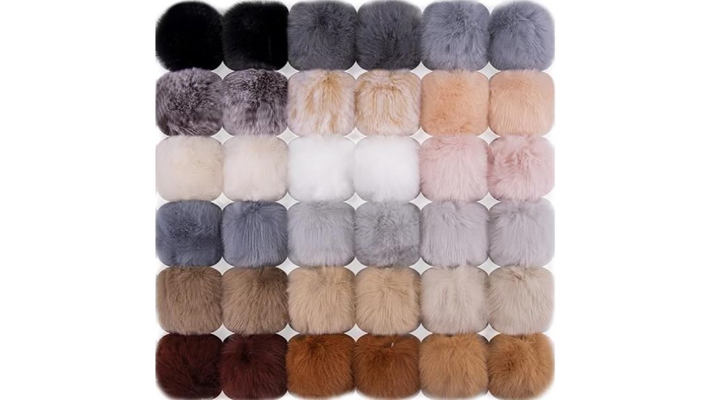36 faux rabbit fur pom poms