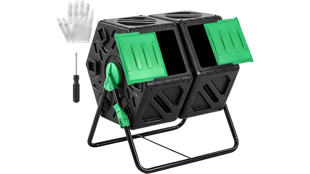 37 gallon dual chamber compost tumbler