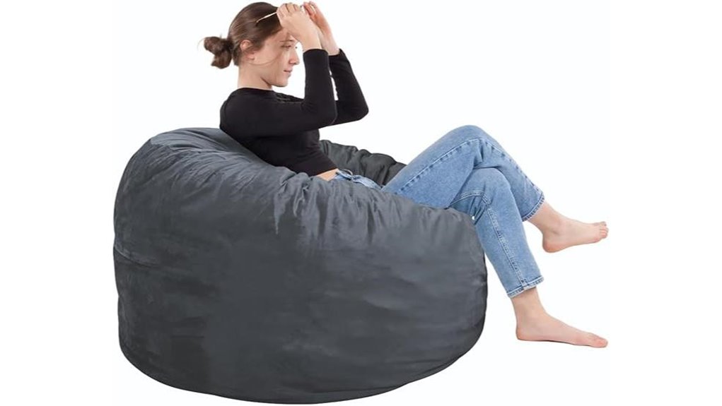 3ft grey velvet memory beanbag