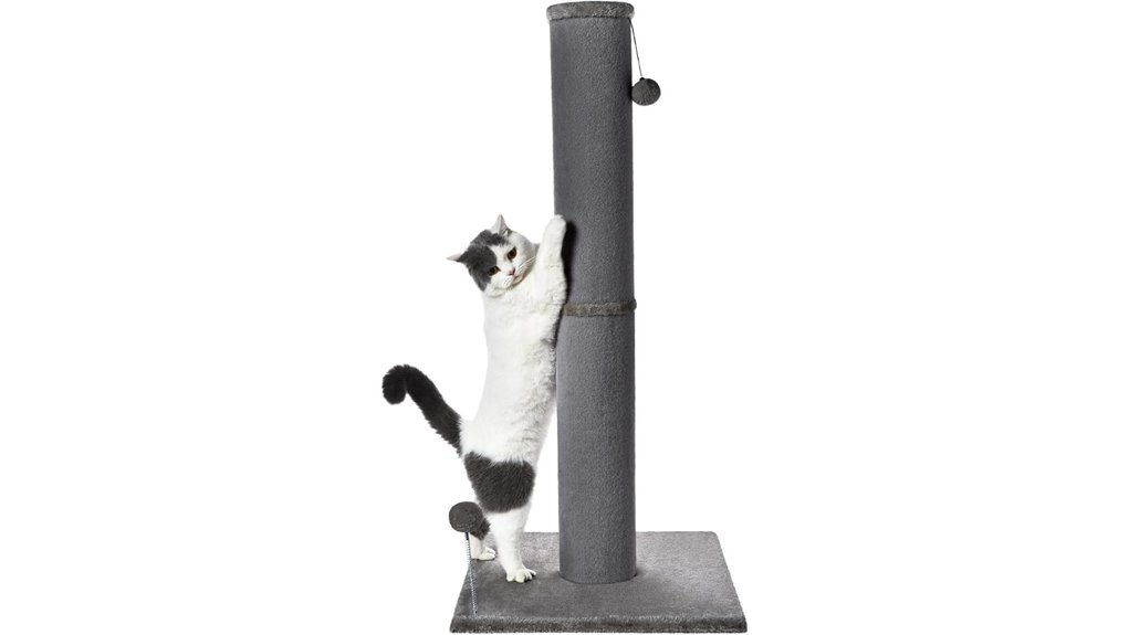 41 inch gray carpeted cat scratcher