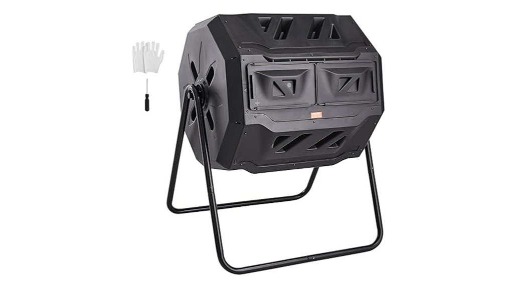43 gallon dual chamber compost tumbler