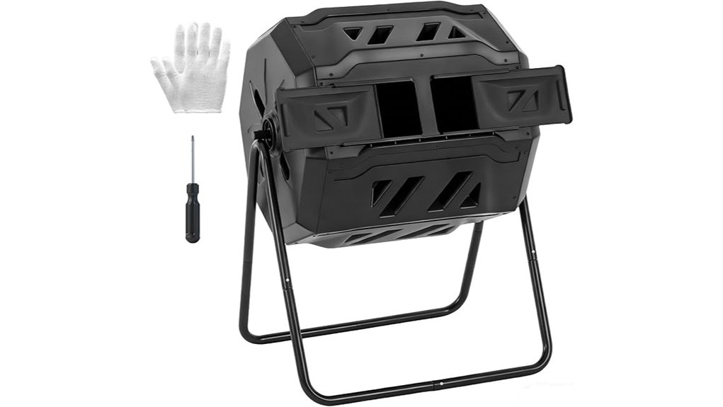 43 gallon dual chamber rotating compost bin